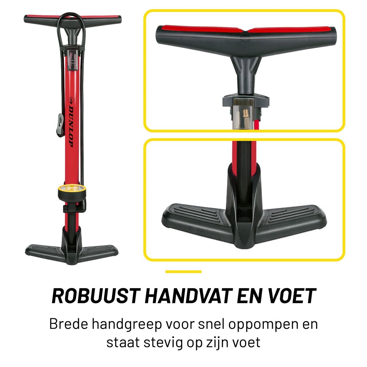 Dunlop Fietspomp met Drukmeter - Staande Pomp - maximondo