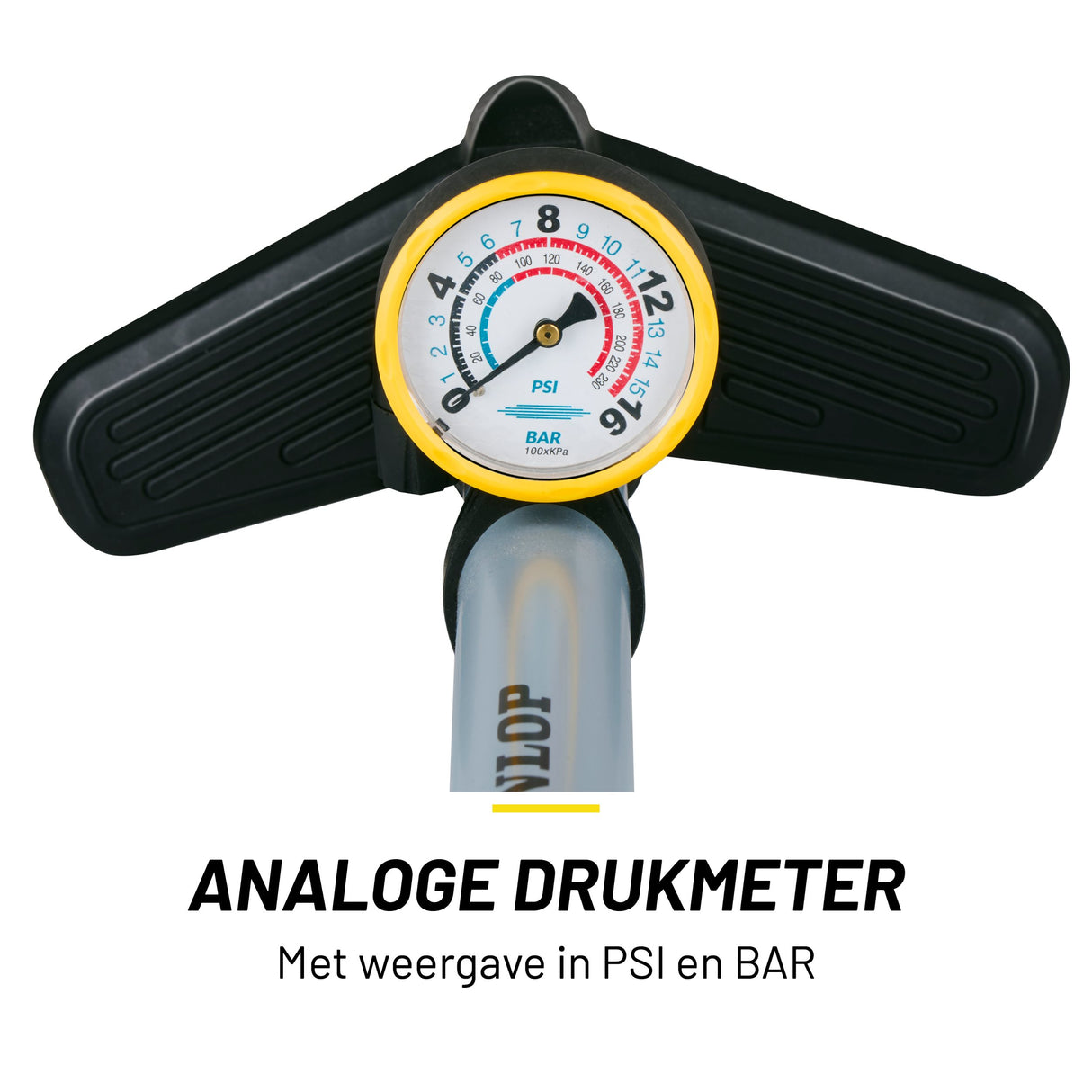 Dunlop Fietspomp met Drukmeter - Dunlop, Schrader en Frans Ventiel - maximondo