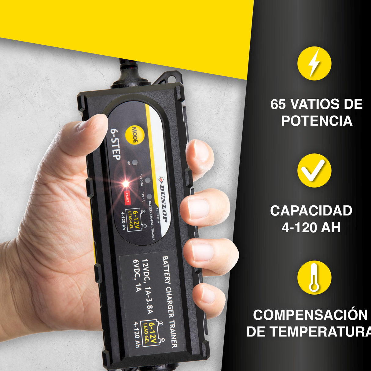 Dunlop Acculader LED 12V - Auto/Motor/Boot - maximondo