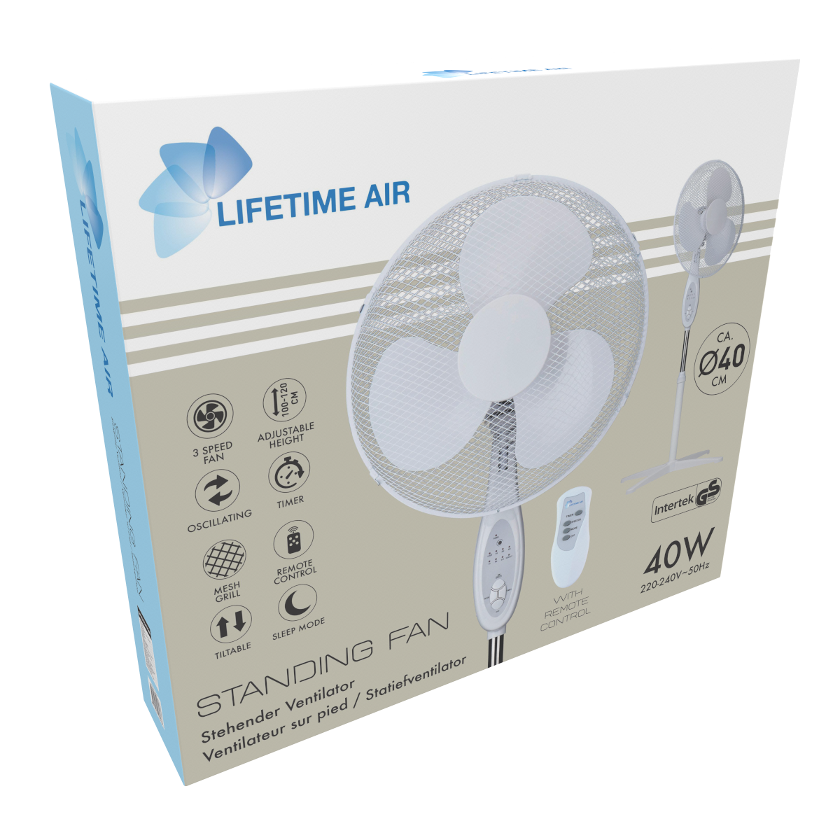 Lifetime Air 40W Statiefventilator - maximondo