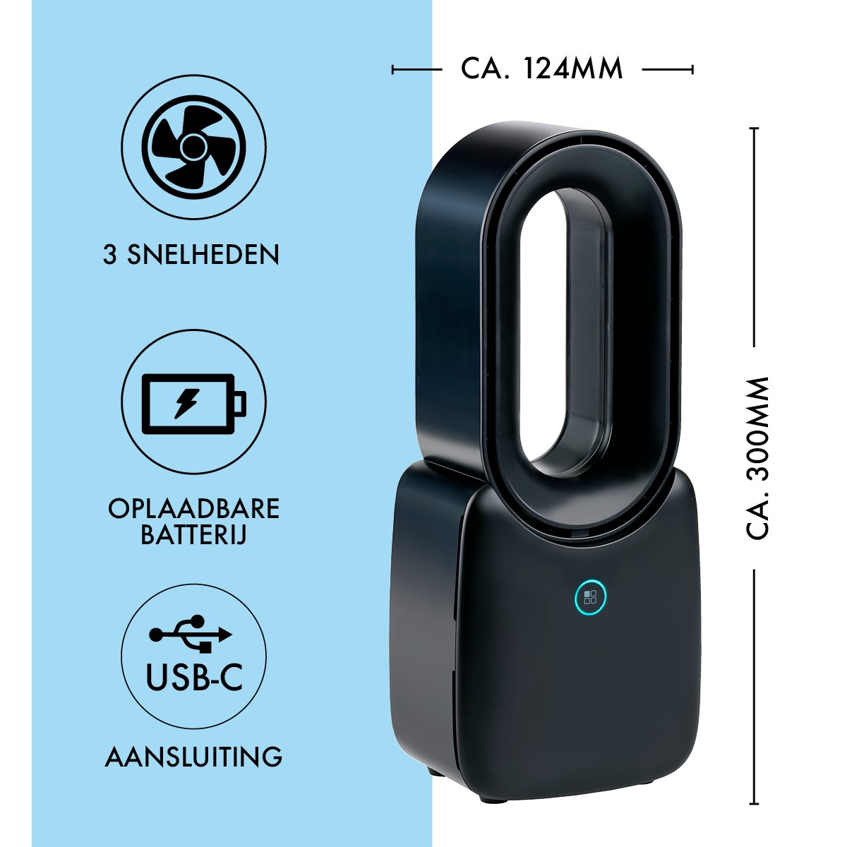 Lifetime Air USB-C Ventilator Zwart - maximondo