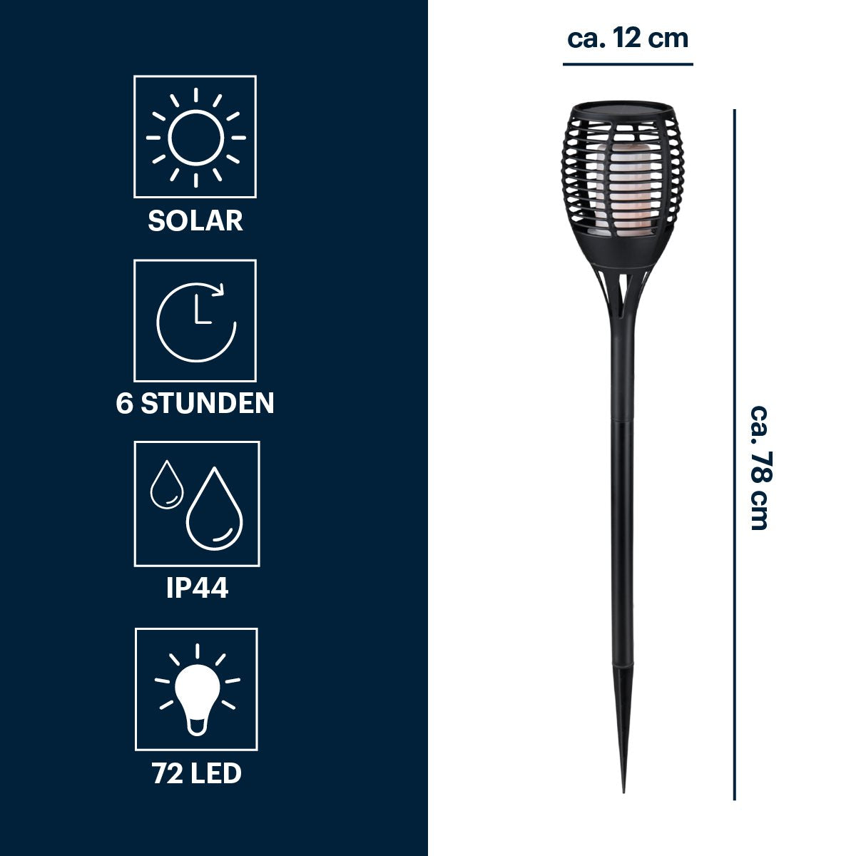 Grundig Solar Tuinfakkel 72cm