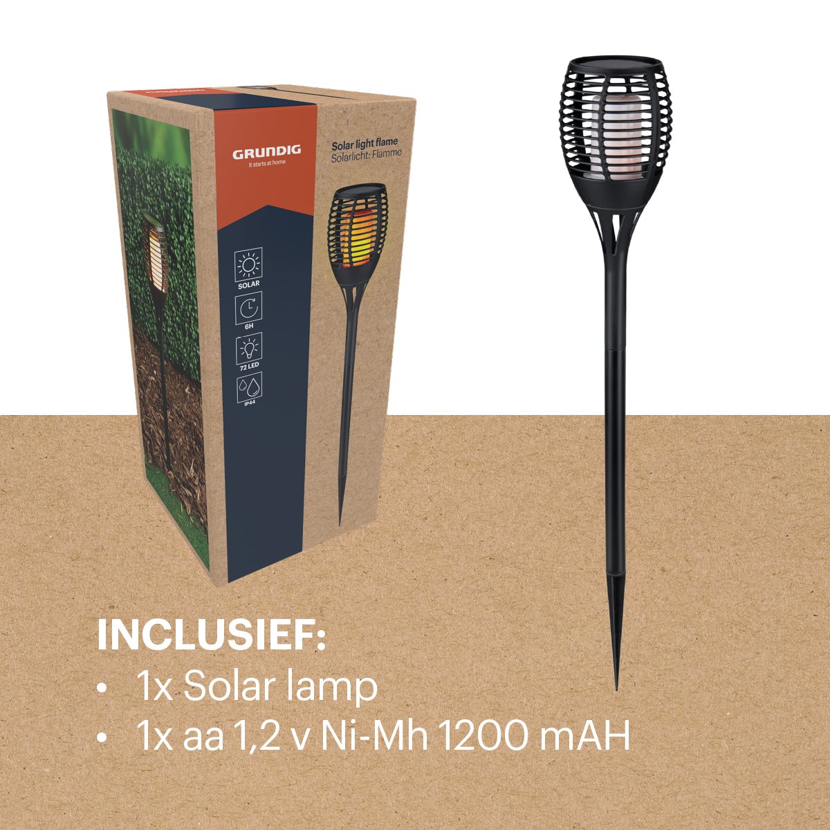 Grundig Solar Tuinfakkel 72cm