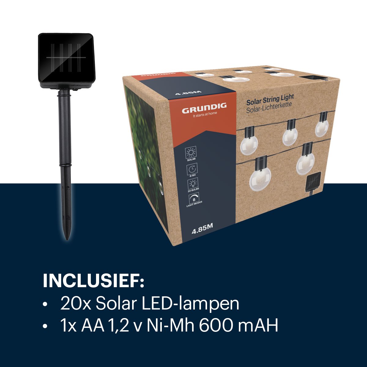 Grundig Solar Lichtsnoer 4,85 m LED Buiten - maximondo