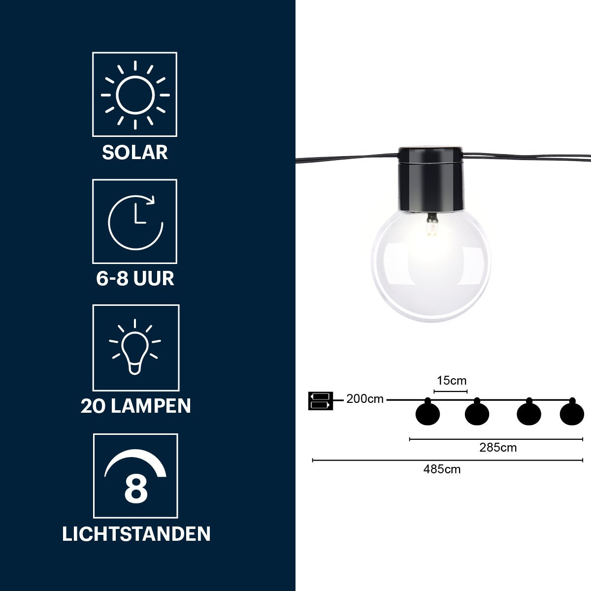 Grundig Solar Lichtsnoer 4,85 m LED Buiten - maximondo