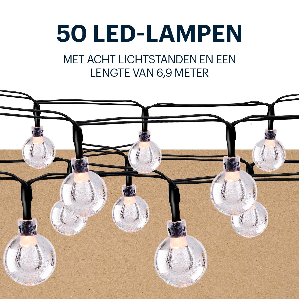 Grundig Solar Lichtslinger 6,9M - 50 LED Bollen - maximondo