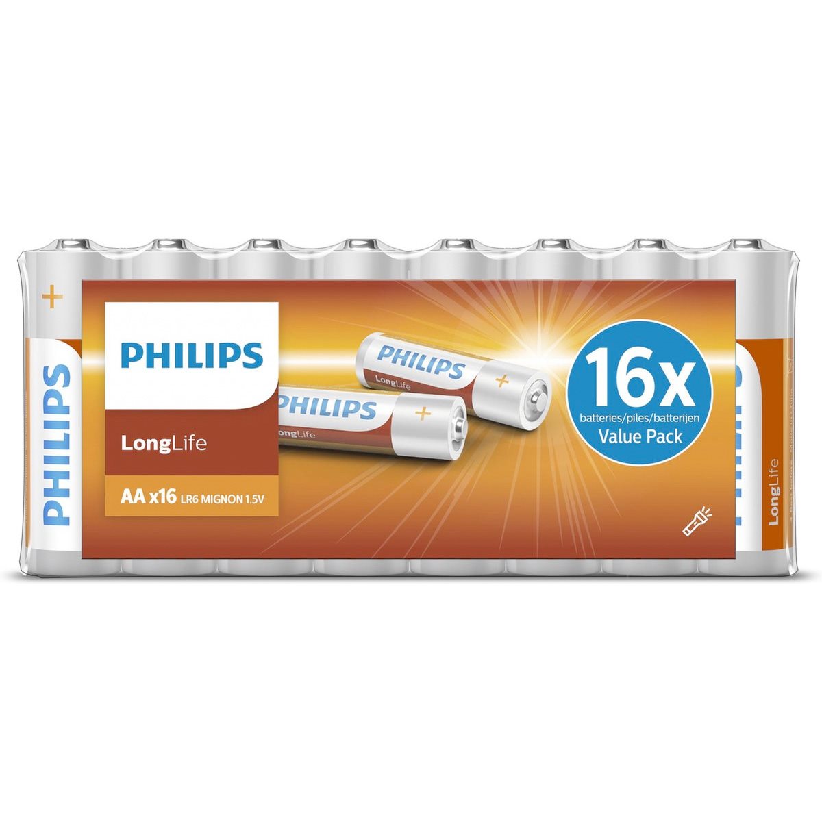 Philips Longlife Batterijen - AA - 16 stuks - maximondo
