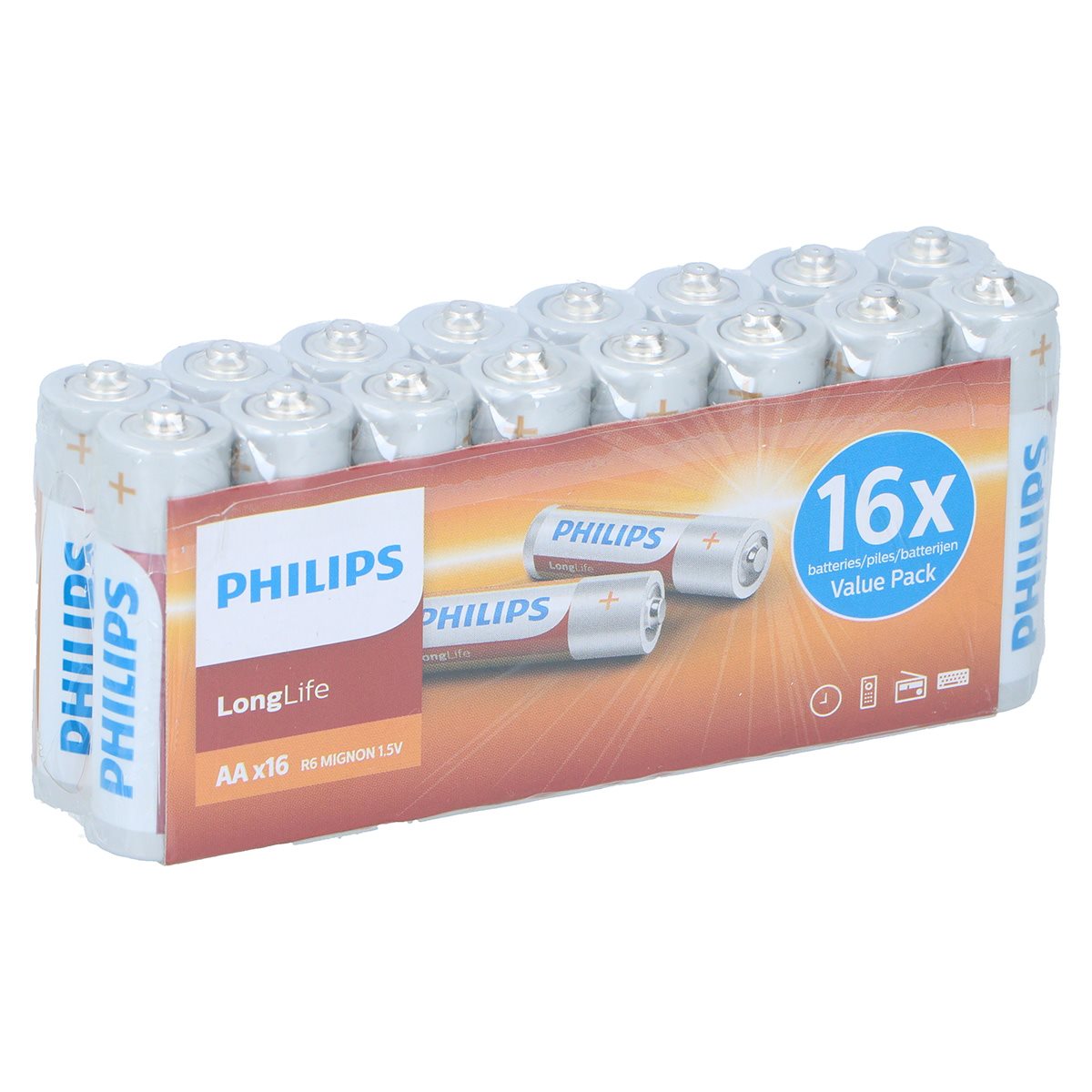 Philips Longlife Batterijen - AA - 16 stuks - maximondo