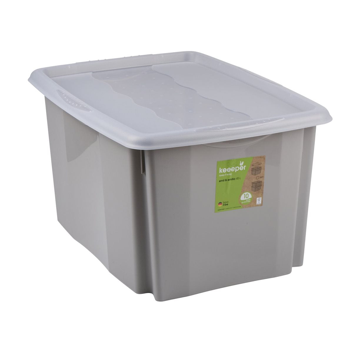 Opbergbox met Deksel 45L Grijs - maximondo