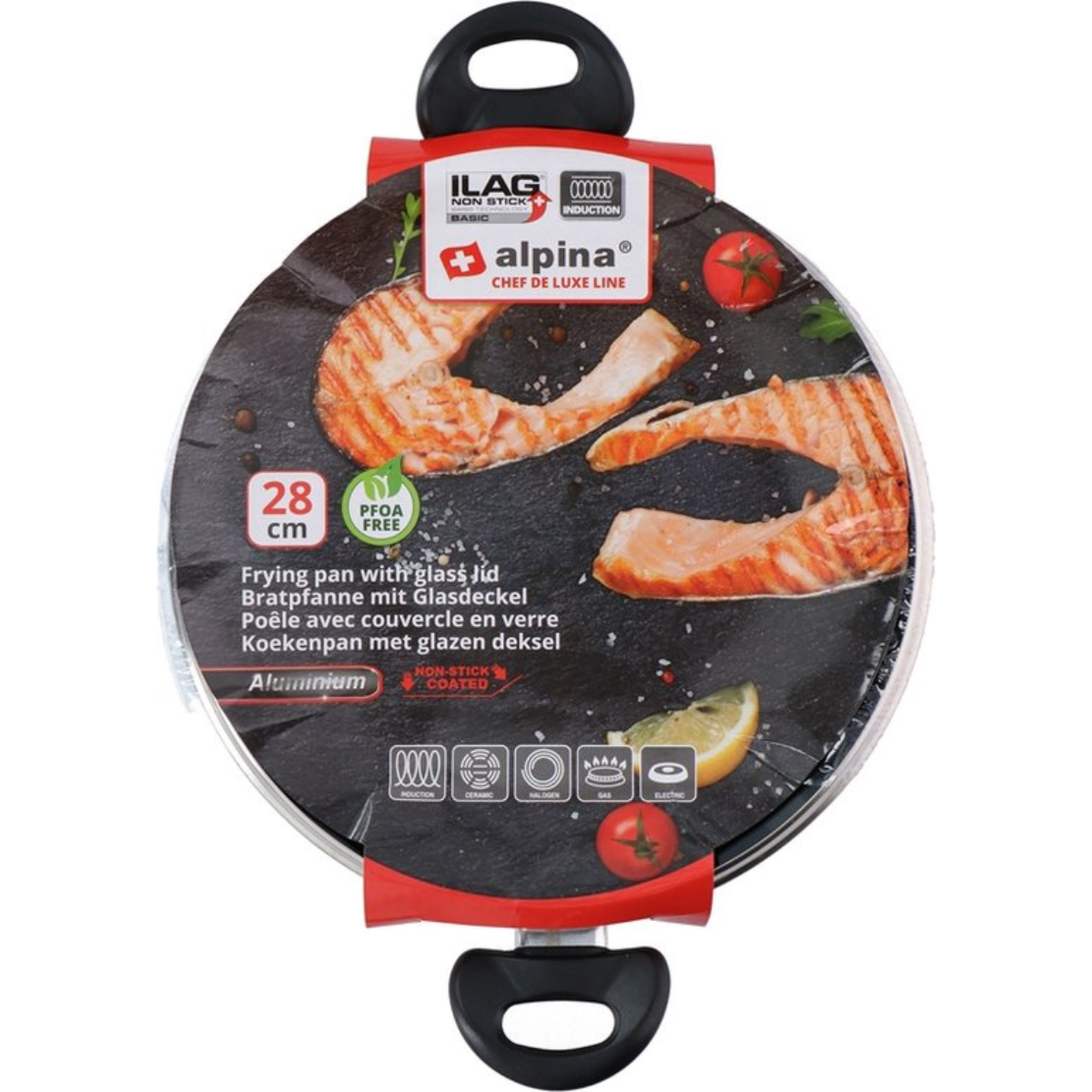 alpina Braadpan Ø28Cm Met Glazen Deksel - maximondo