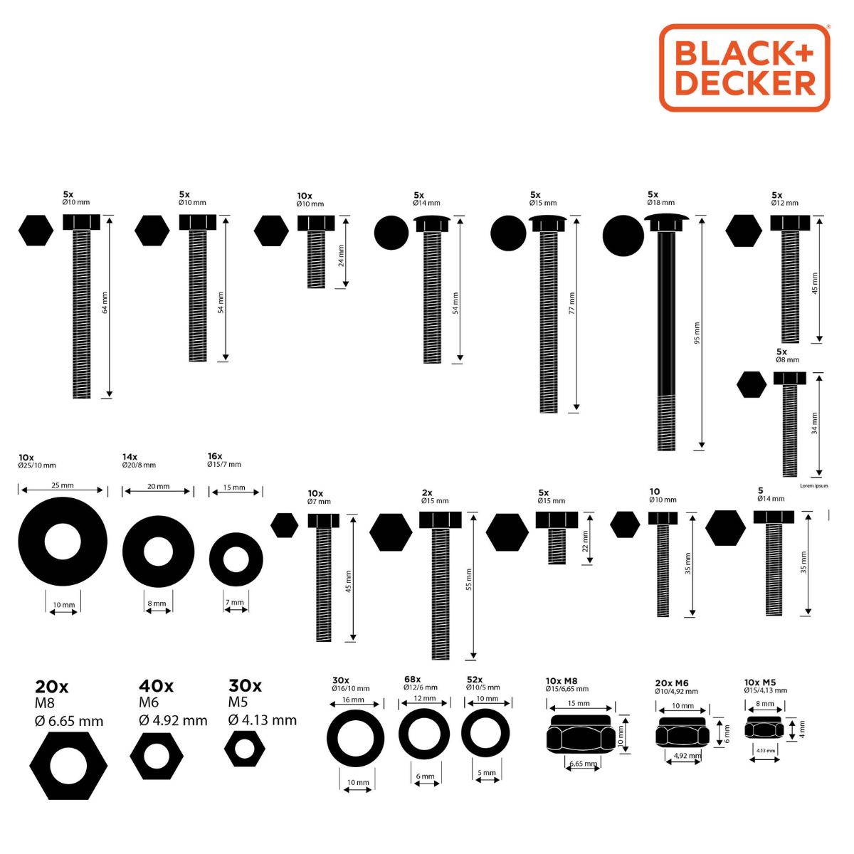 BLACK+DECKER Bouten en Moeren Set - maximondo