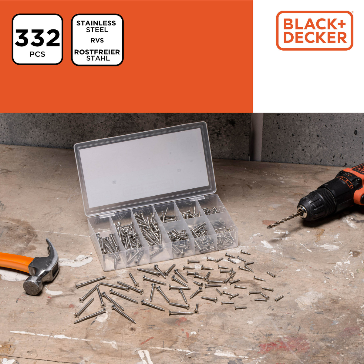 BLACK+DECKER Schroeven, 332 Delig - maximondo
