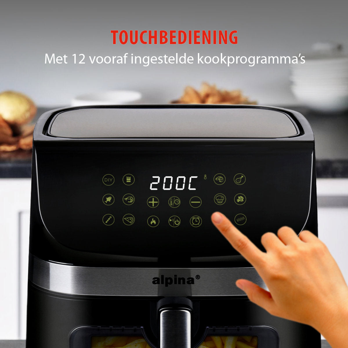 alpina Dubbele Airfryer XXL - Heteluchtfriteuse 9L - maximondo