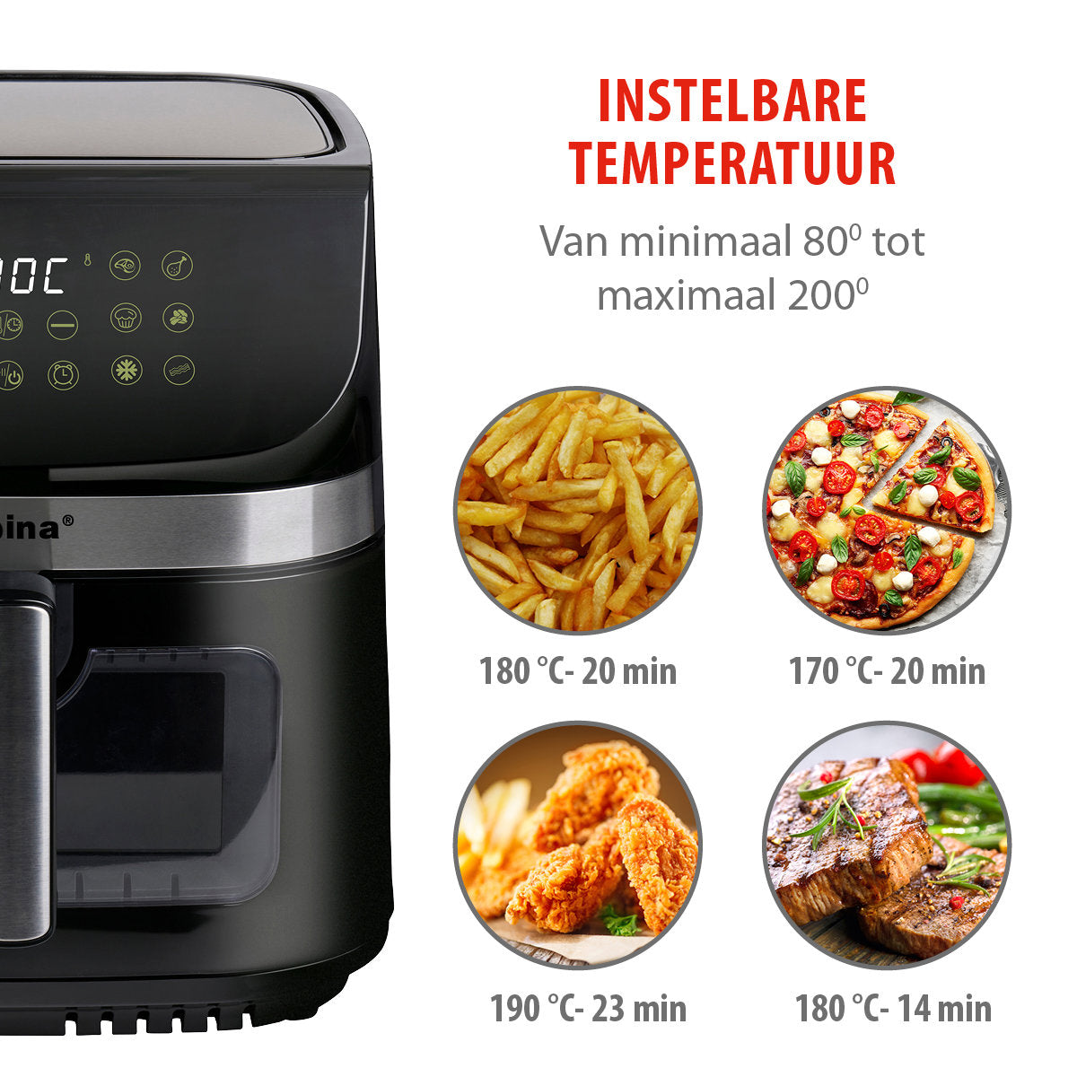 alpina Dubbele Airfryer XXL - Heteluchtfriteuse 9L - maximondo