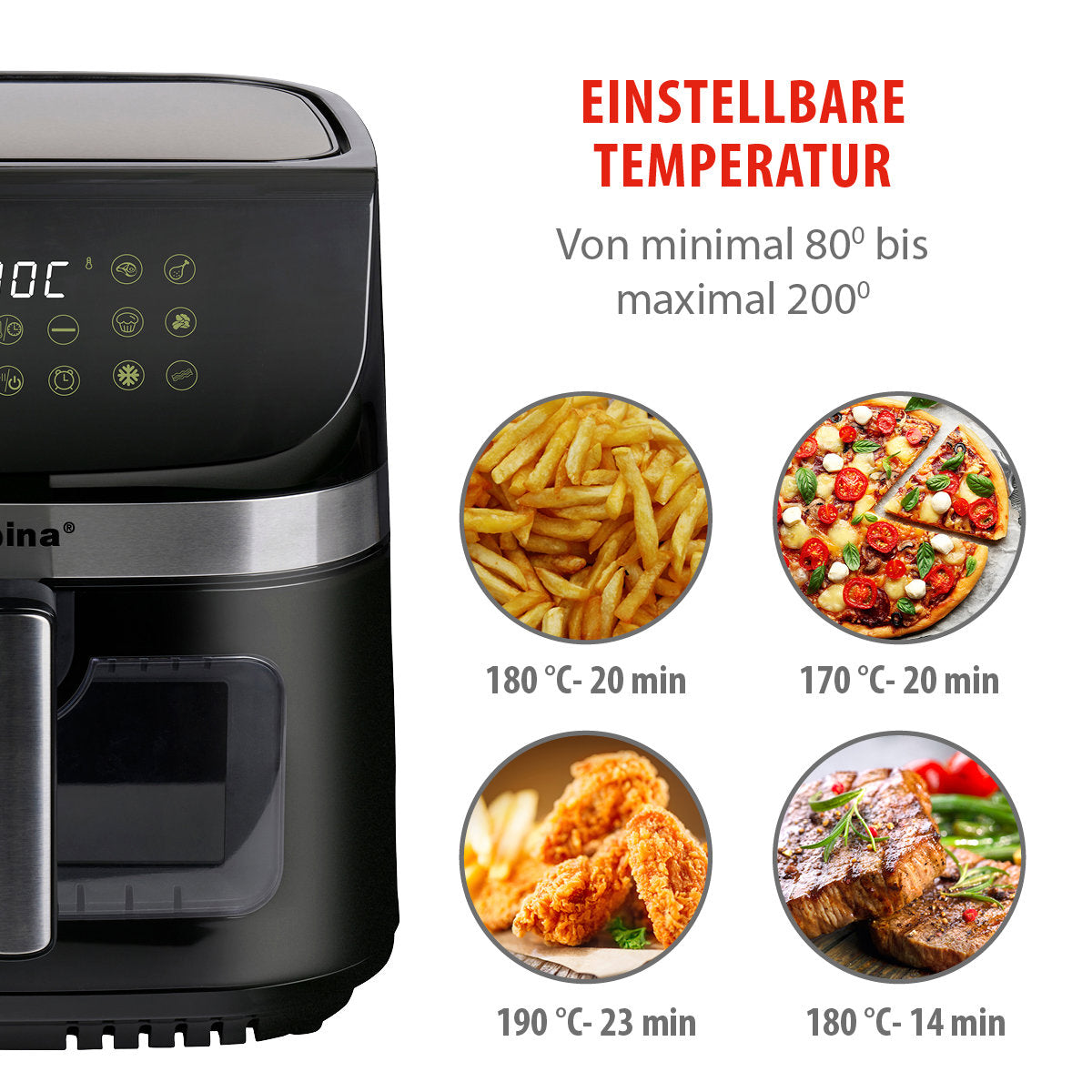 alpina Airfryer 9L, Zwart - maximondo