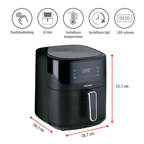 alpina Airfryer XL 6L - Zwart - maximondo