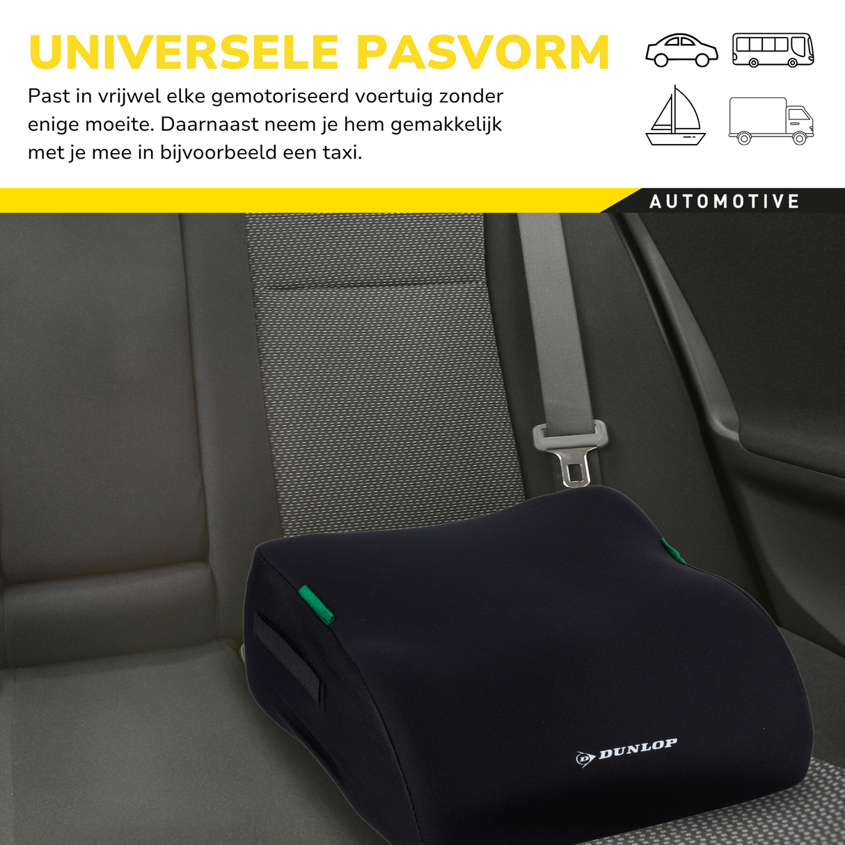 Dunlop Kinderzitje Zwart - Stoelverhoger UN ECE R129 - maximondo