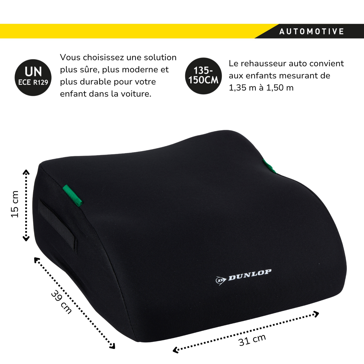 Dunlop Kinderzitje Zwart - Stoelverhoger UN ECE R129 - maximondo