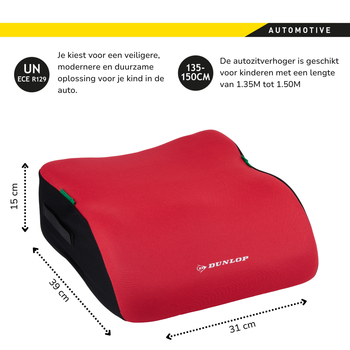Dunlop Kinderzitje Rood - Stoelverhoger UN ECE R129 - maximondo