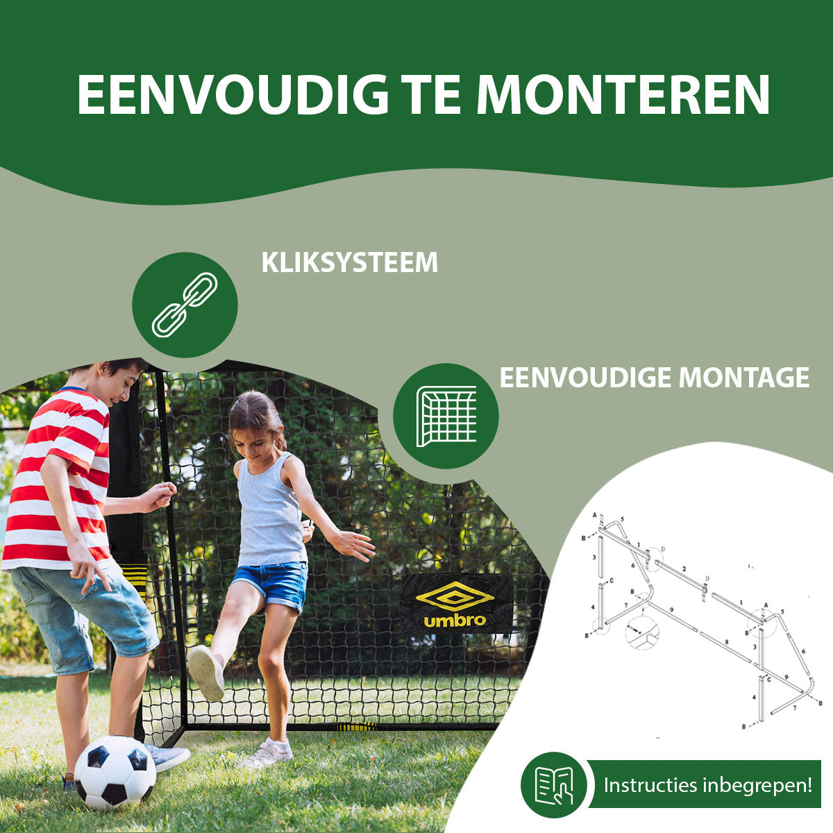 Umbro Voetbaldoel - Metaal - Zwart/Geel - maximondo
