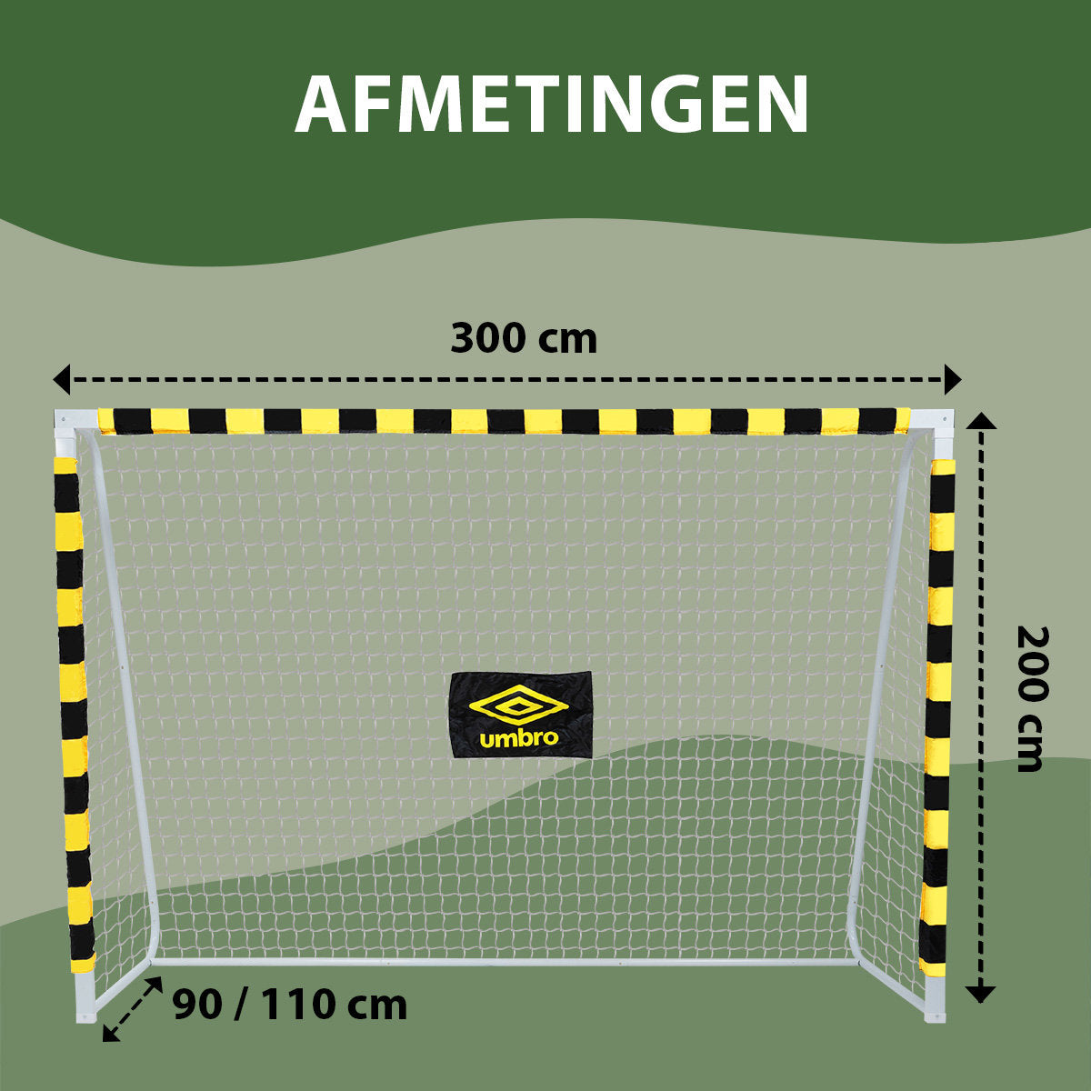 Umbro Voetbaldoel 300x200 cm - Zwart/Geel - maximondo