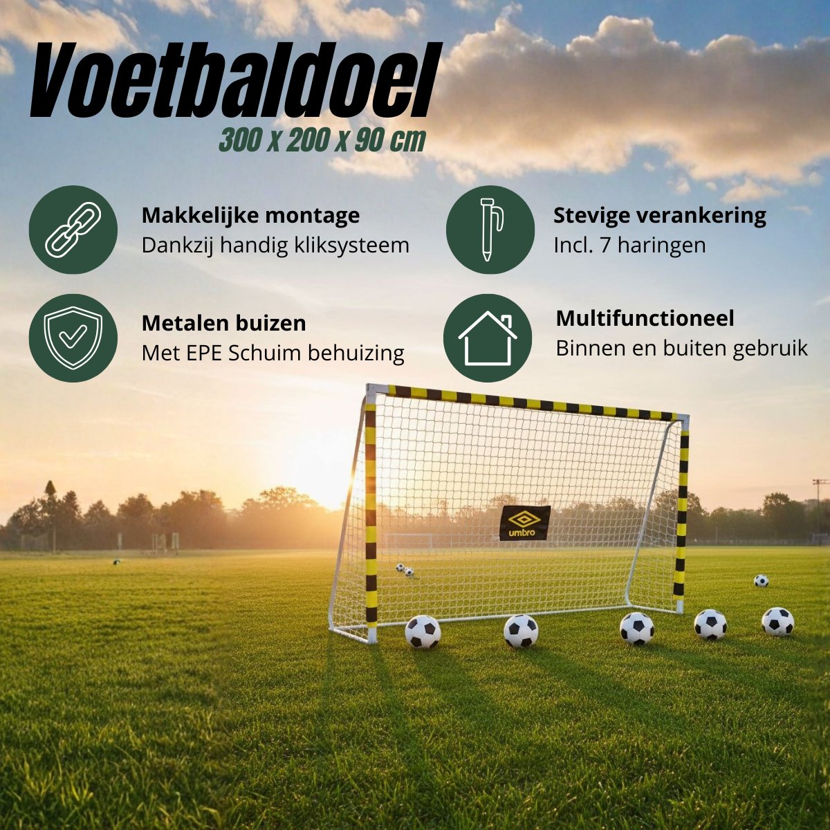 Umbro Voetbaldoel 300 x 200 cm - maximondo