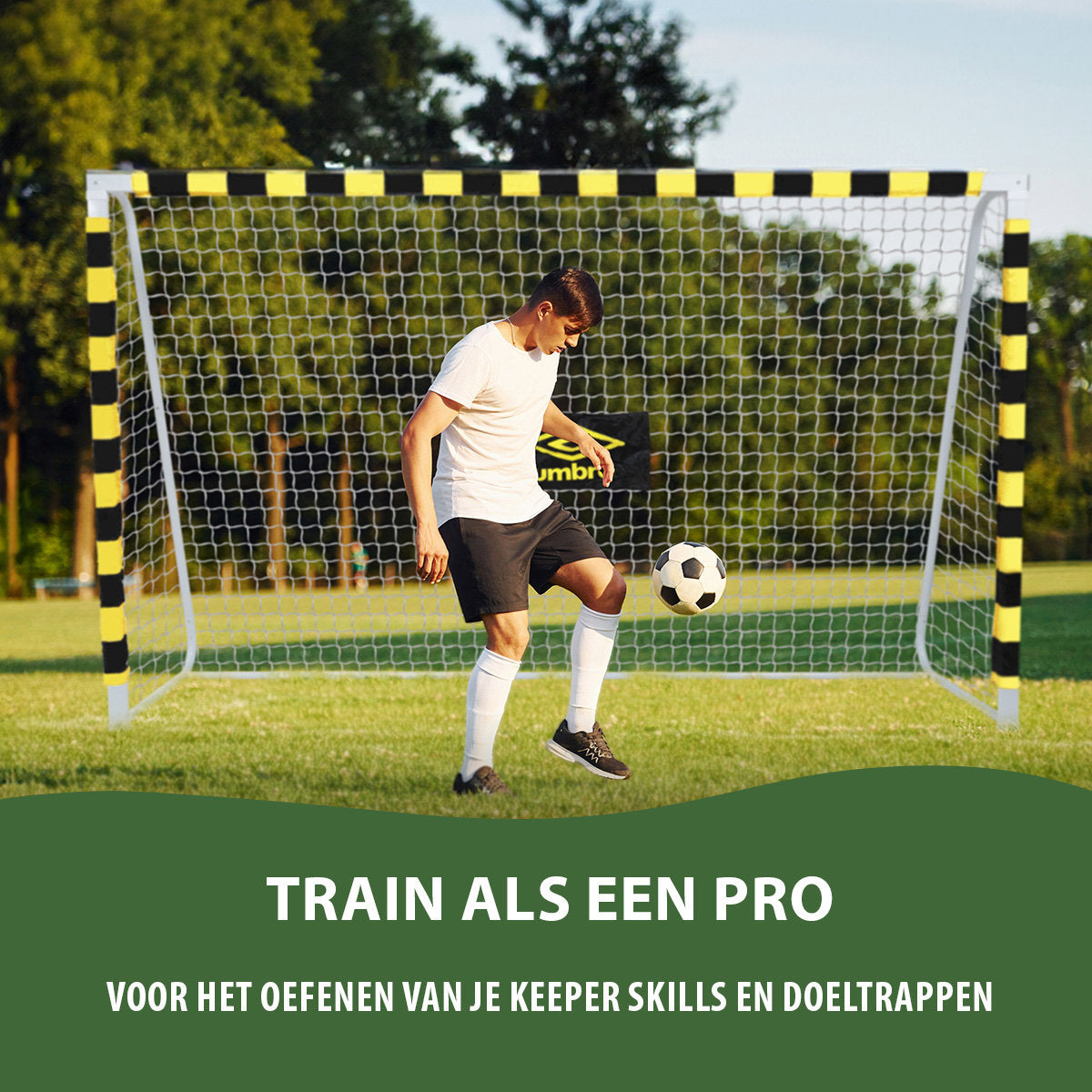 Umbro Voetbaldoel 300x200 cm - Zwart/Geel - maximondo