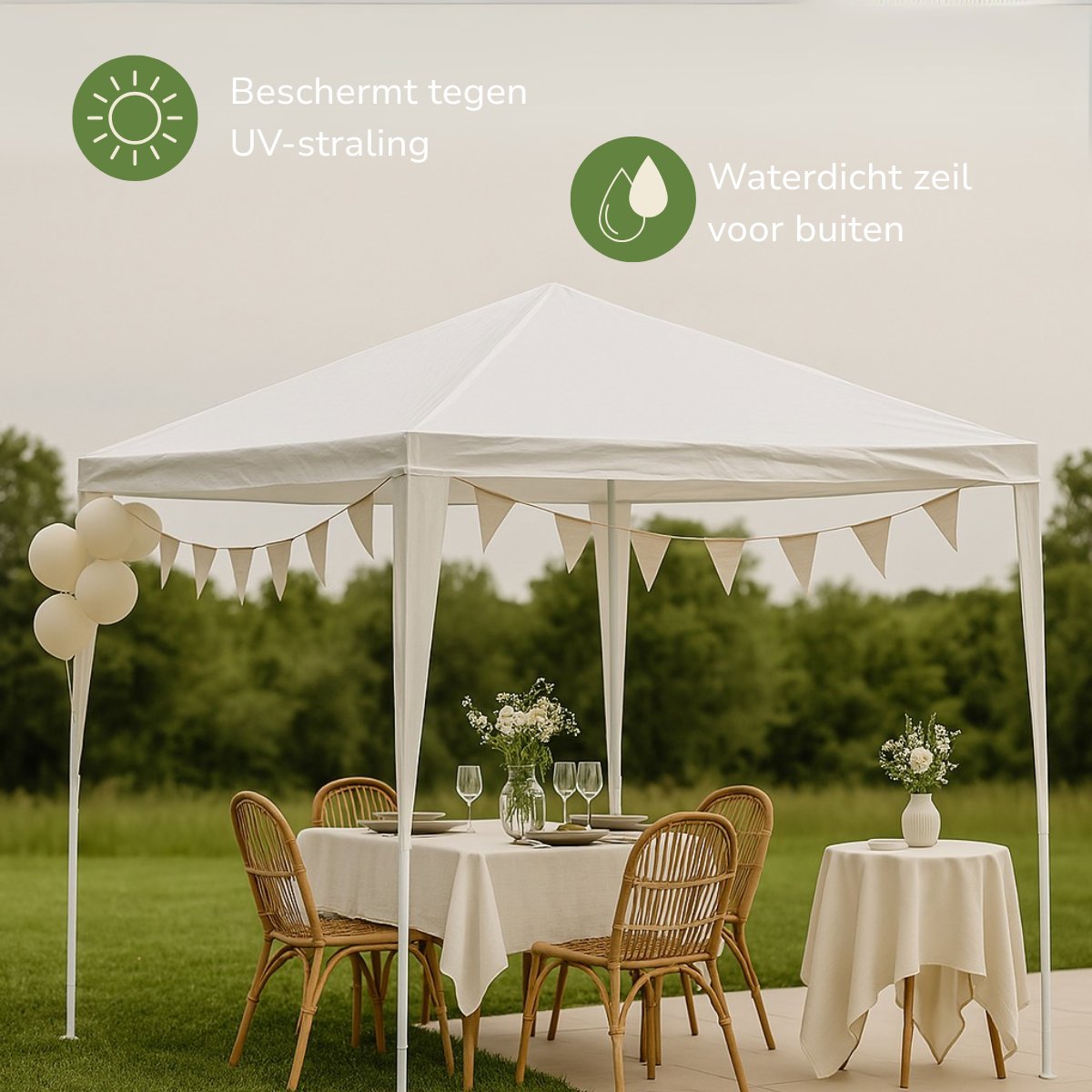 Kinzo Partytent 3x3m, Waterdicht - maximondo