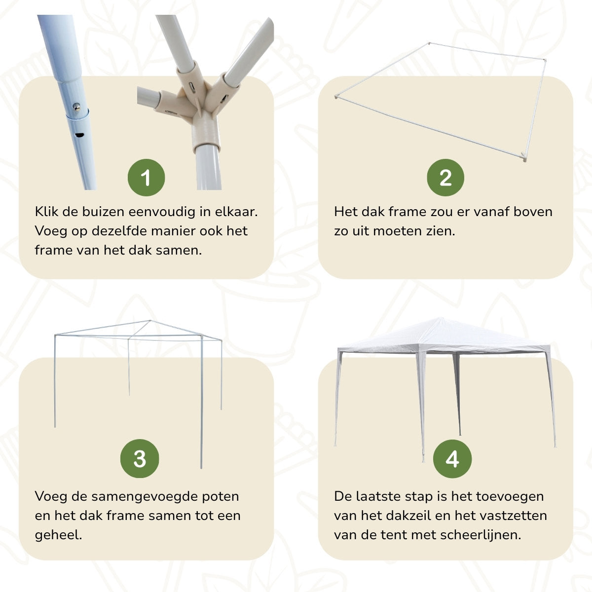 Kinzo Partytent 3x3m, Waterdicht - maximondo