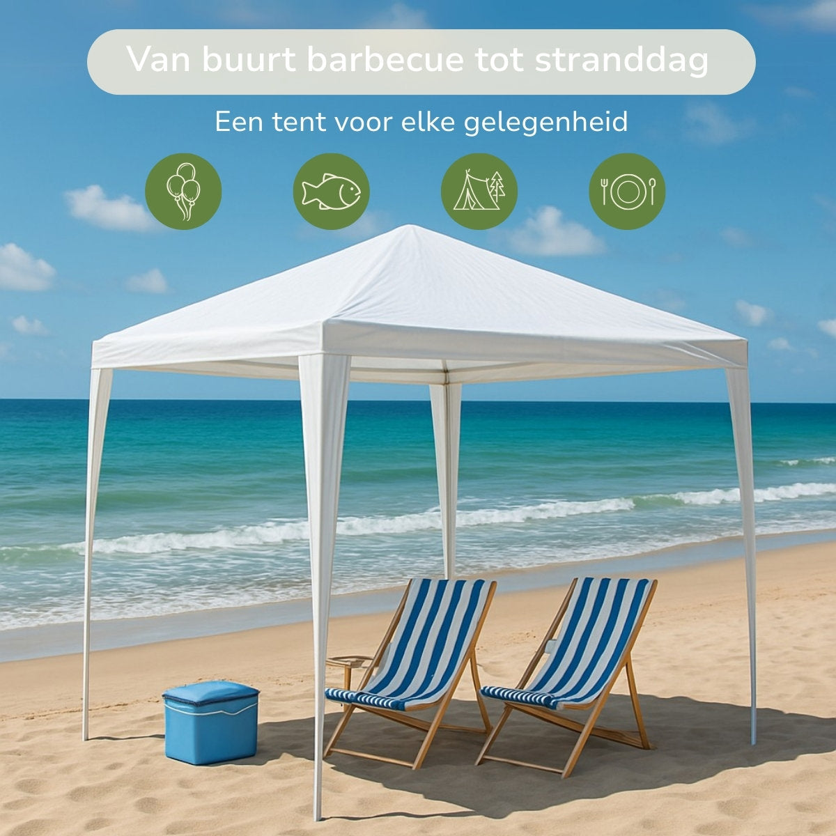 Kinzo Partytent 3x3m, Waterdicht - maximondo