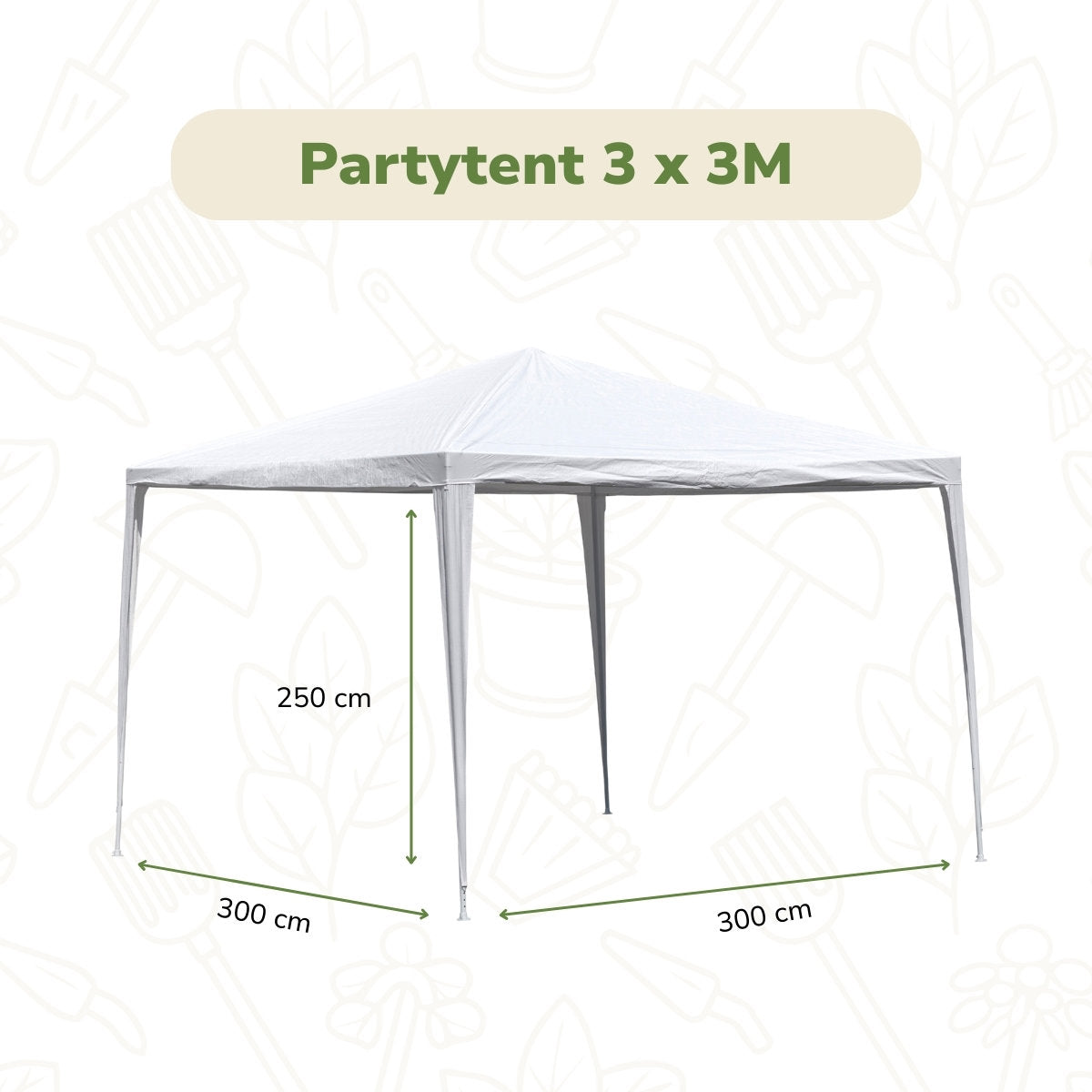 Kinzo Partytent 3x3m, Waterdicht - maximondo