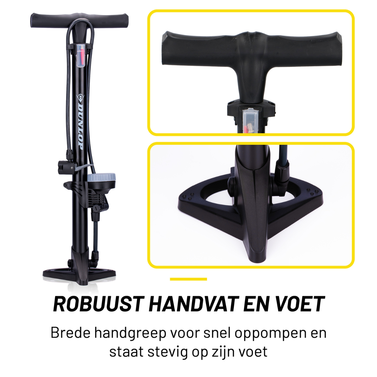 Dunlop Fietspomp Pro uitvoering - Analoge Drukmeter - Zwart - maximondo