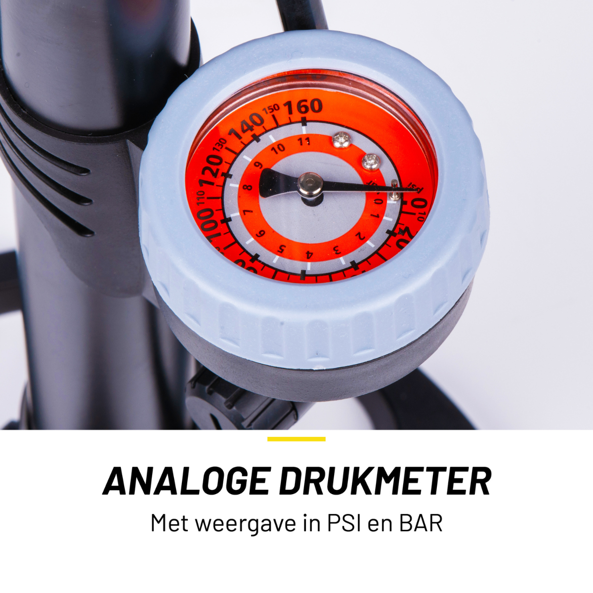 Dunlop Fietspomp Pro uitvoering - Analoge Drukmeter - Zwart