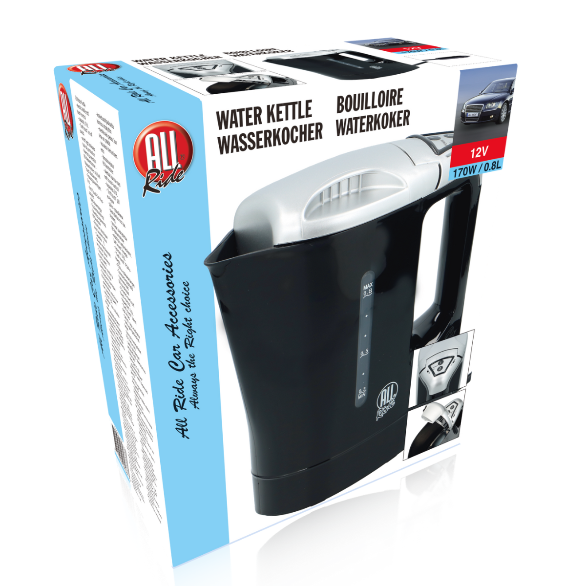 All Ride Reis Waterkoker 12V - Auto Waterkoker 0.8L - maximondo