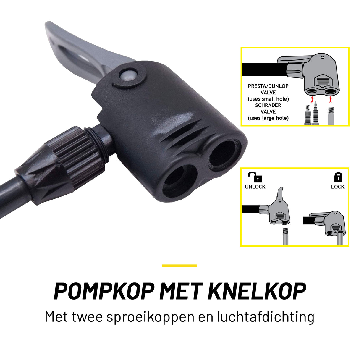 Dunlop Fietspomp voor Dunlop, Schrader en Frans Ventiel - maximondo