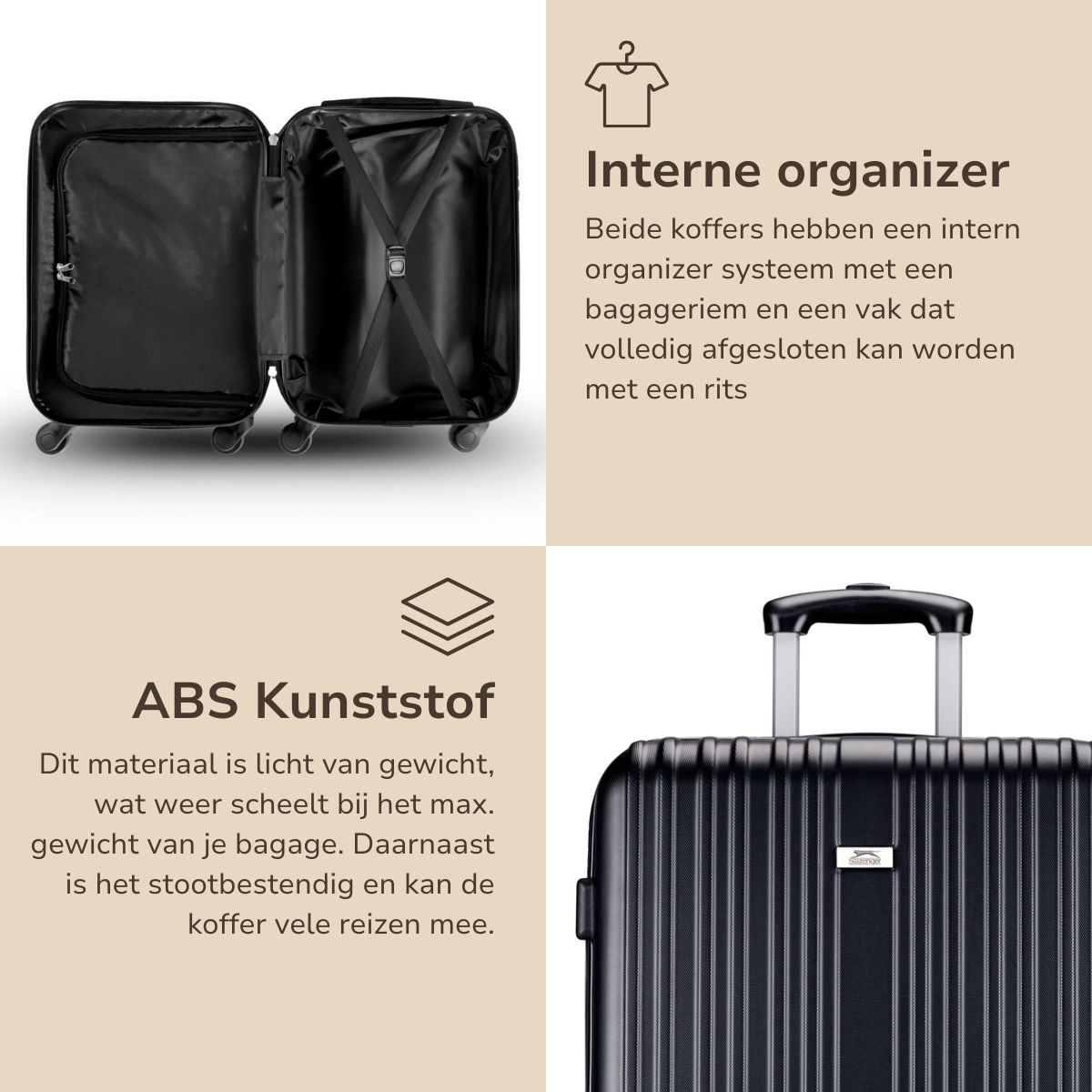 Slazenger Kofferset 2 Delig Zwart - maximondo