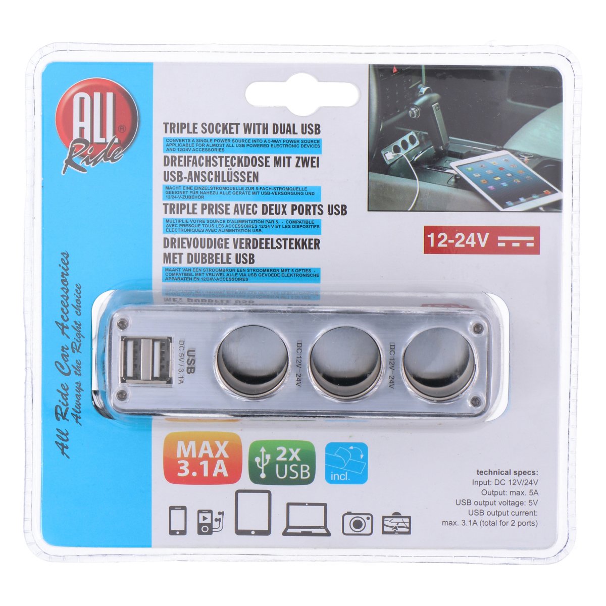 All Ride Usb Autolader, 2 Poorten - maximondo