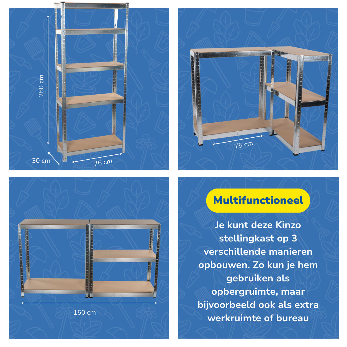 Kinzo Stellingkast Opbergrek, 5 Planken - maximondo