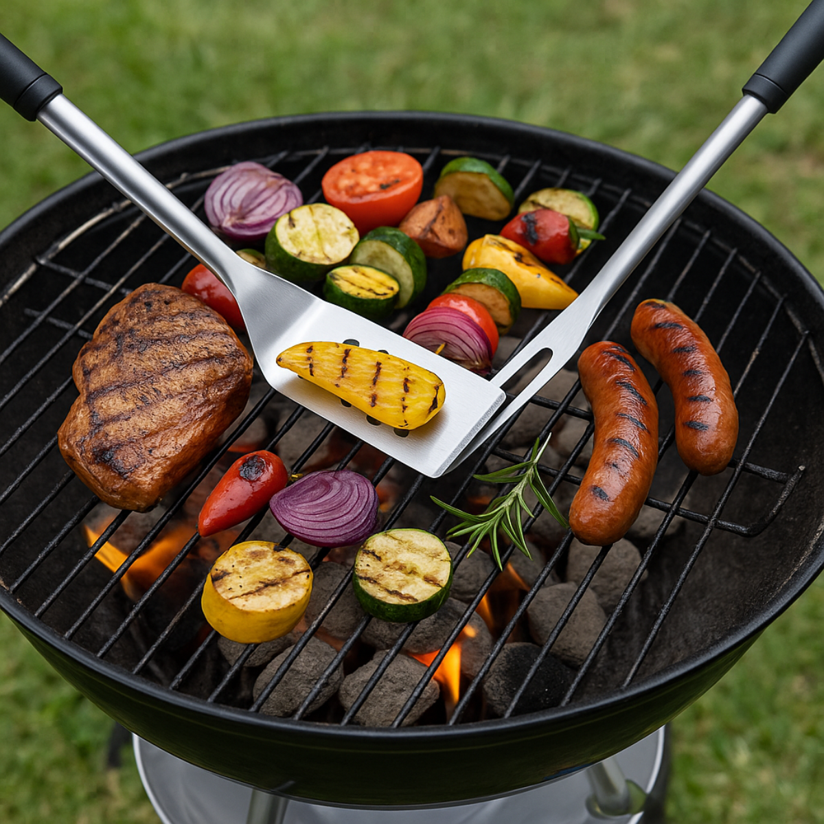 alpina BBQ Gereedschap – 6-Delige Set met BBQ Tang & Spatel - maximondo