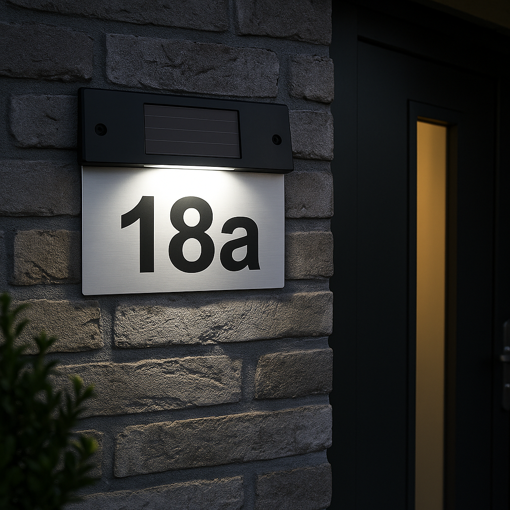 Grundig Huisnummerbord op Zonneenergie - maximondo