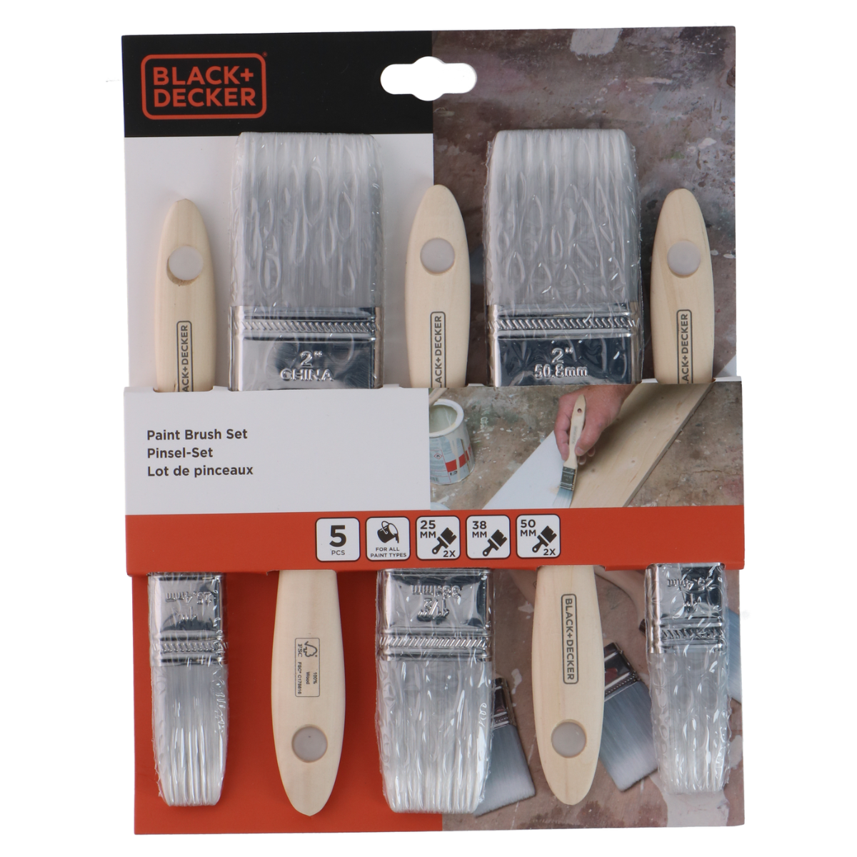 BLACK+DECKER Verfkwastenset - 5-delige Set - maximondo