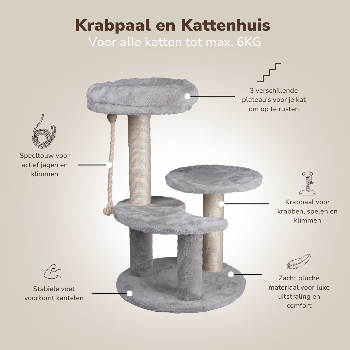 maxxpro Krabpaal voor Katten 62 CM - maximondo