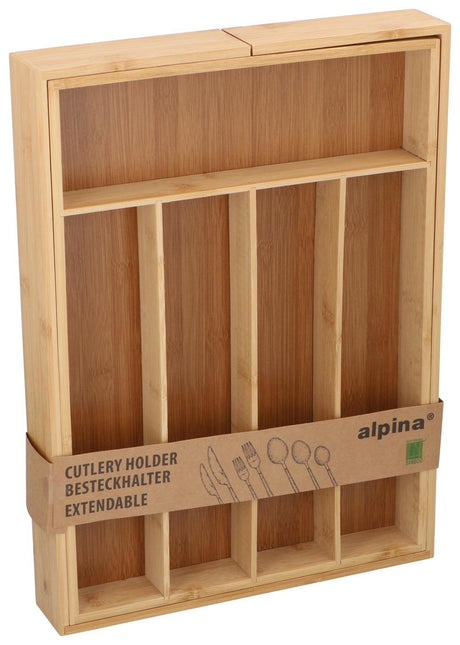 alpina Uitschuifbare Besteklade Bamboe Organizer - maximondo