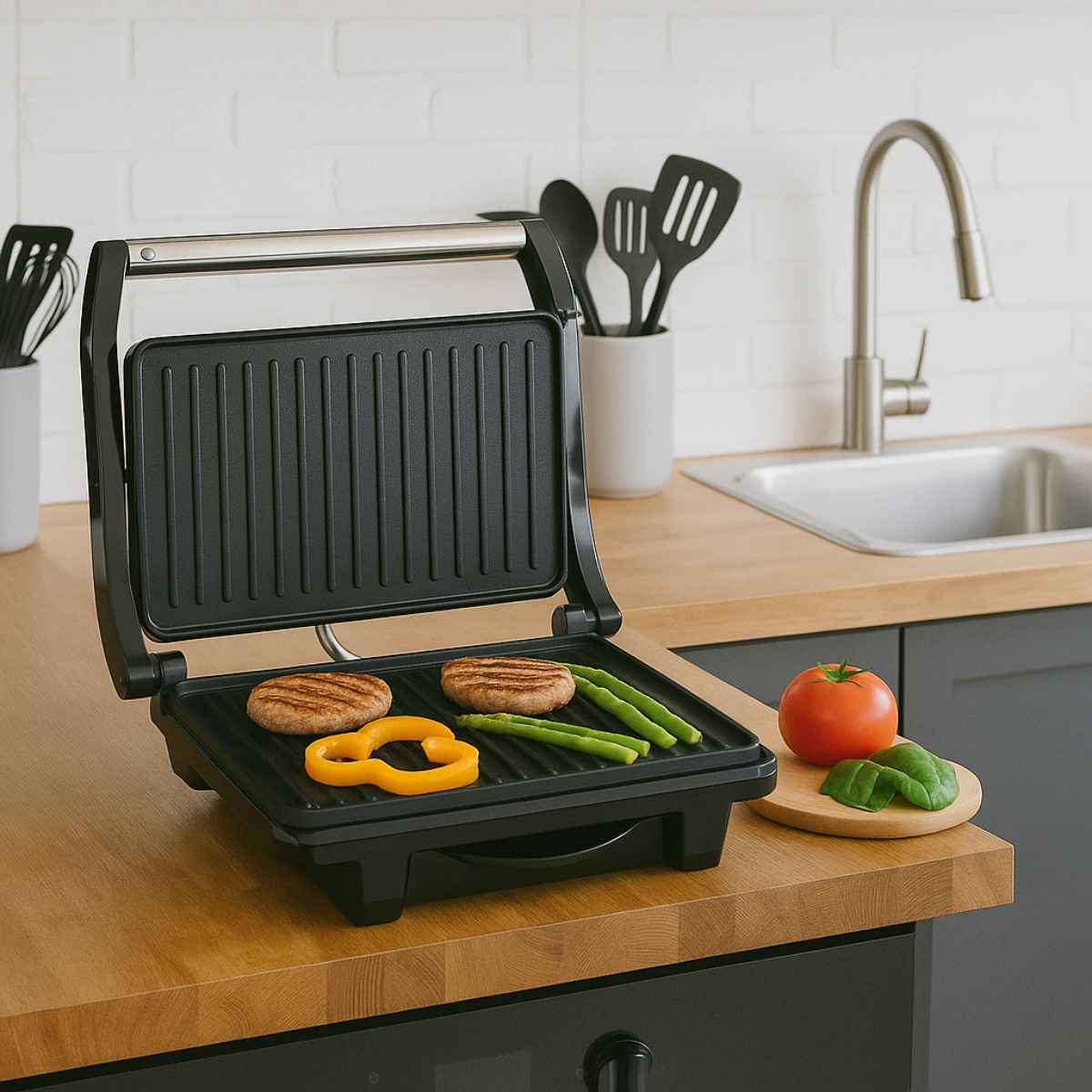 alpina Tosti Ijzer 1000W Contact Grill - Grijs - maximondo