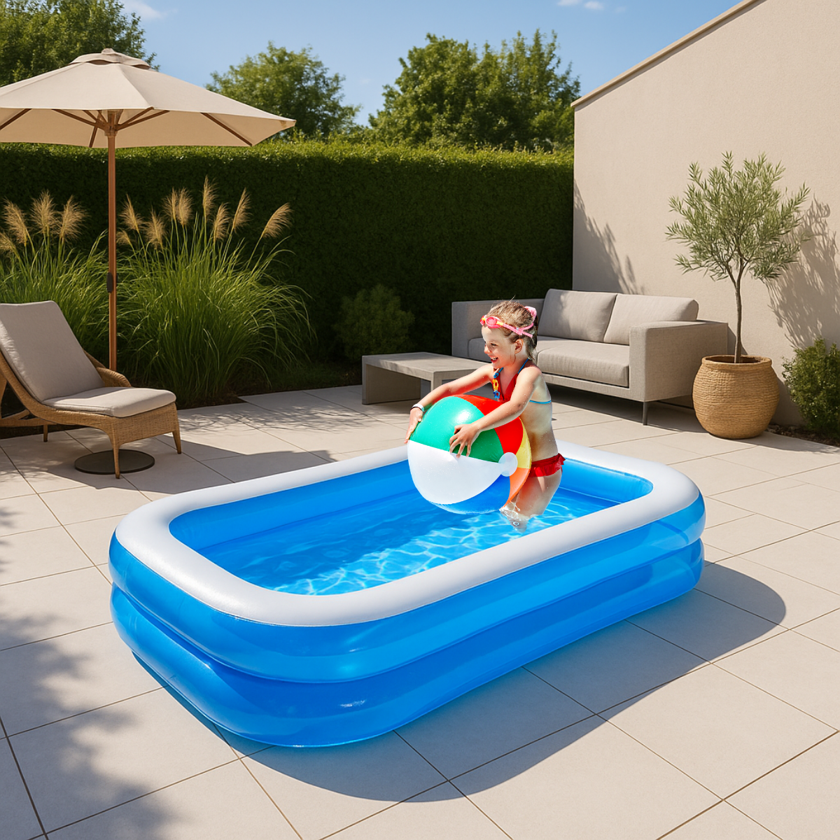 Eddy Toys Opblaasbaar Zwembad 207x132x46 cm - maximondo