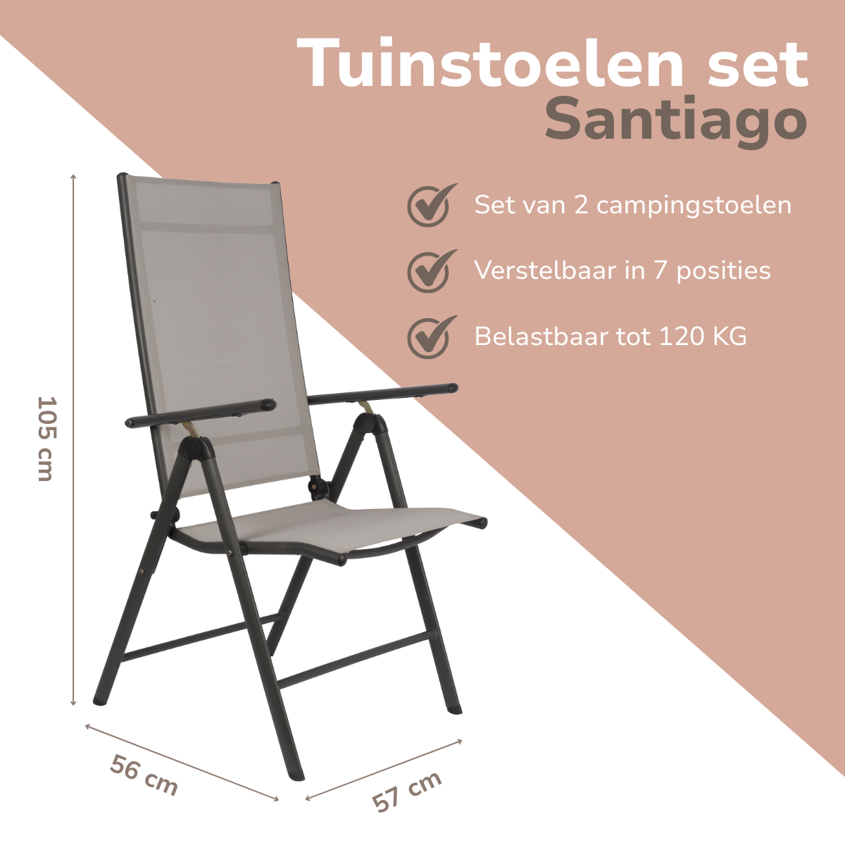 Lifetime Garden Tuinstoelen Santiago Set 2 Stuks - Tuinstoel - maximondo