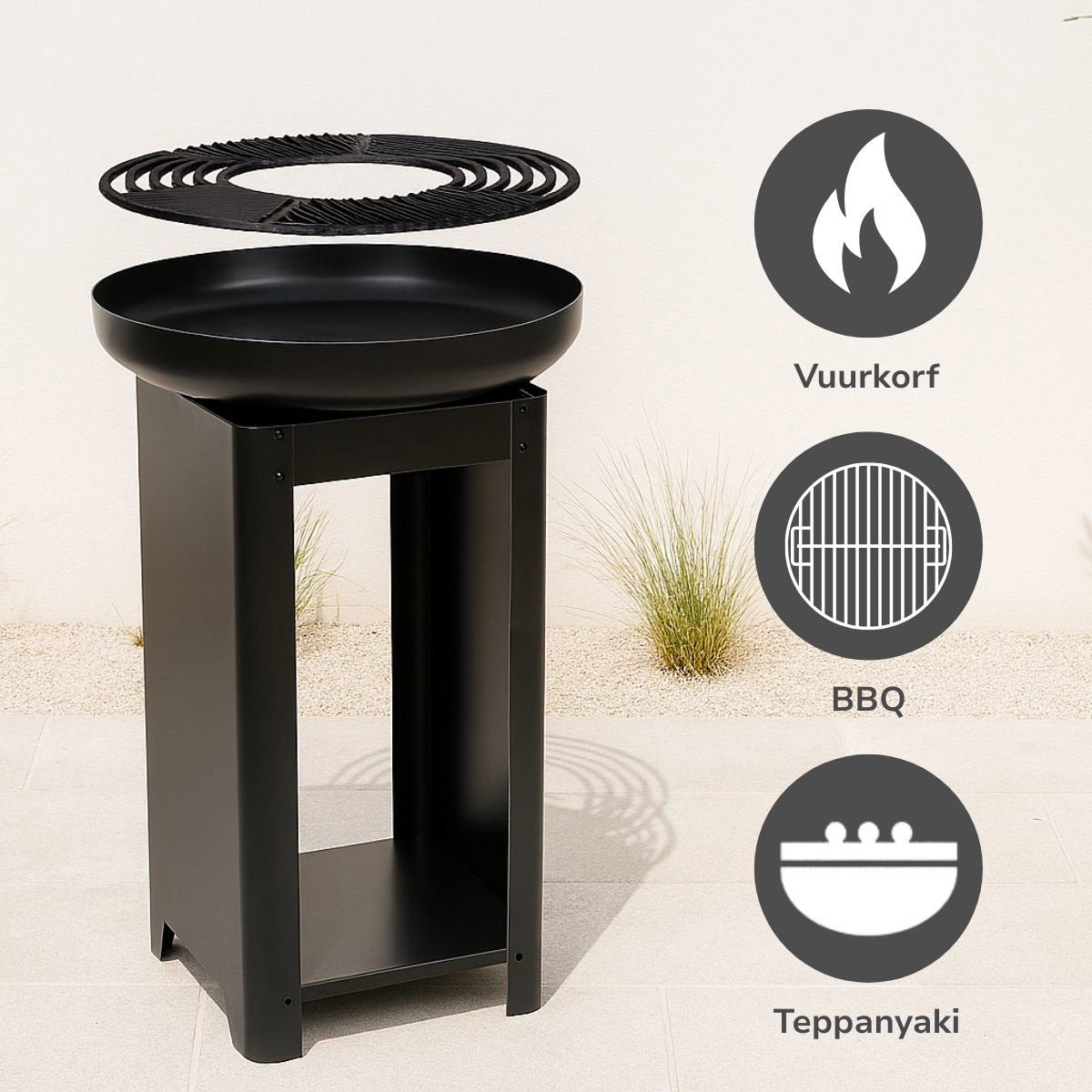 alpina 3-in-1 Vuurkorf en Grillplaat - 61 x 90 cm - maximondo