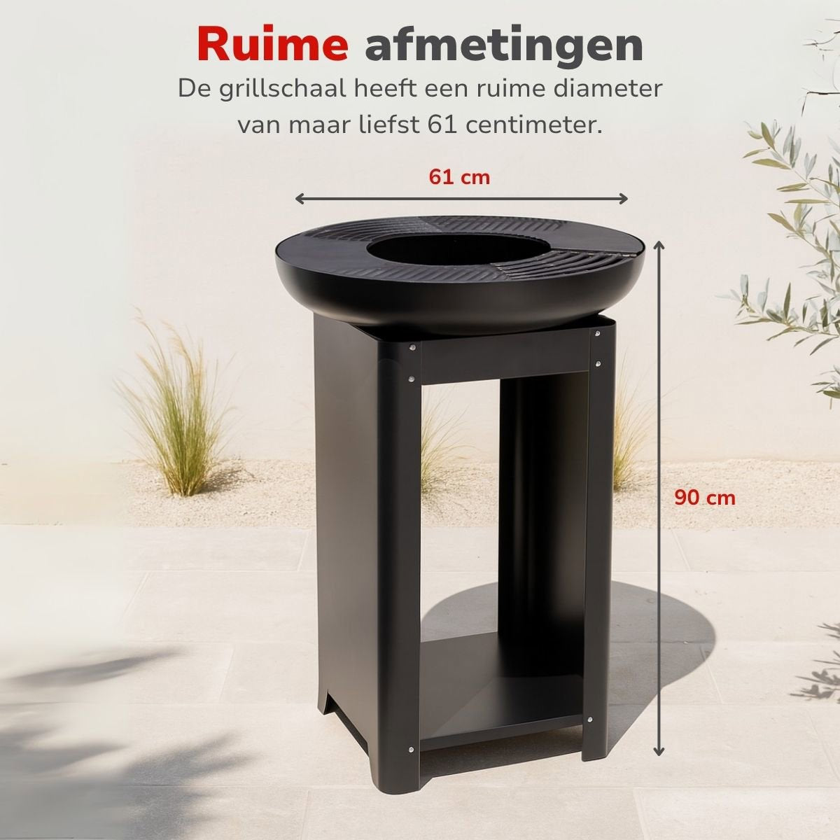 alpina 3-in-1 Vuurkorf en Grillplaat - 61 x 90 cm - maximondo