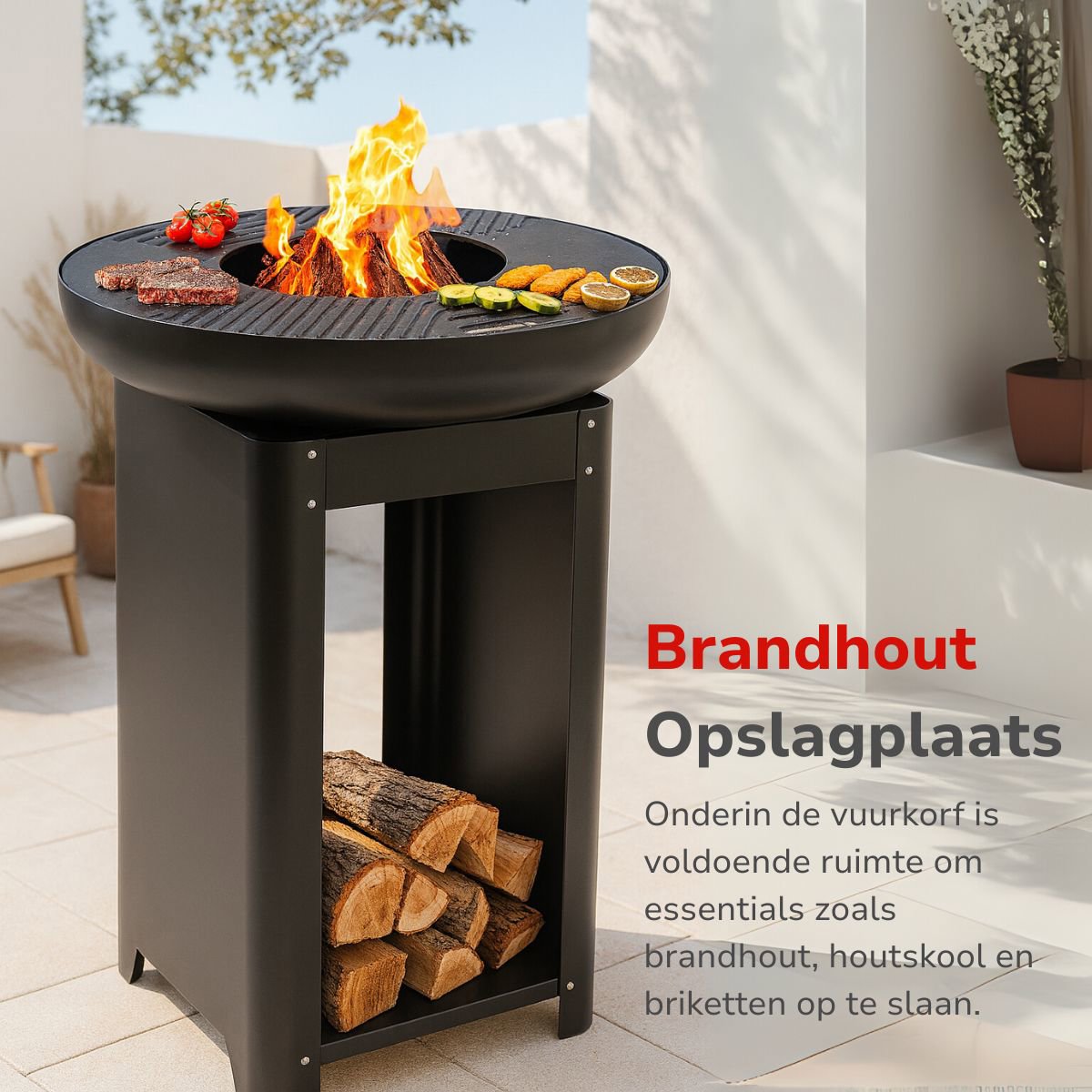 alpina 3-in-1 Vuurkorf en Grillplaat - 61 x 90 cm - maximondo