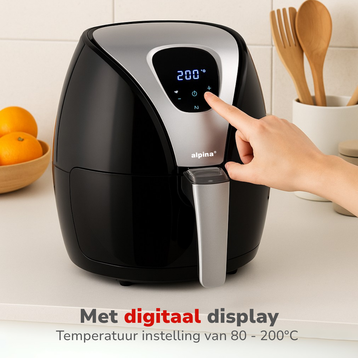 alpina Airfryer 2.4L - Heteluchtfriteuse voor 1-4 Personen - maximondo
